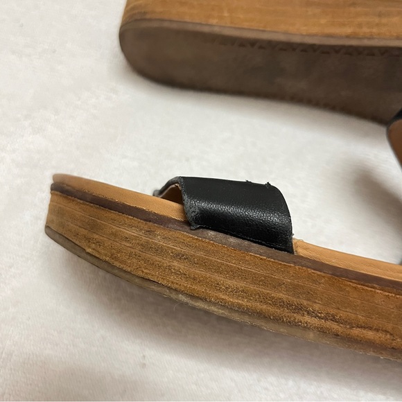 Steve Madden Boho Aida Sandal in Black Leather Wooden Flatform Platform Sandals - Picture 8 of 12